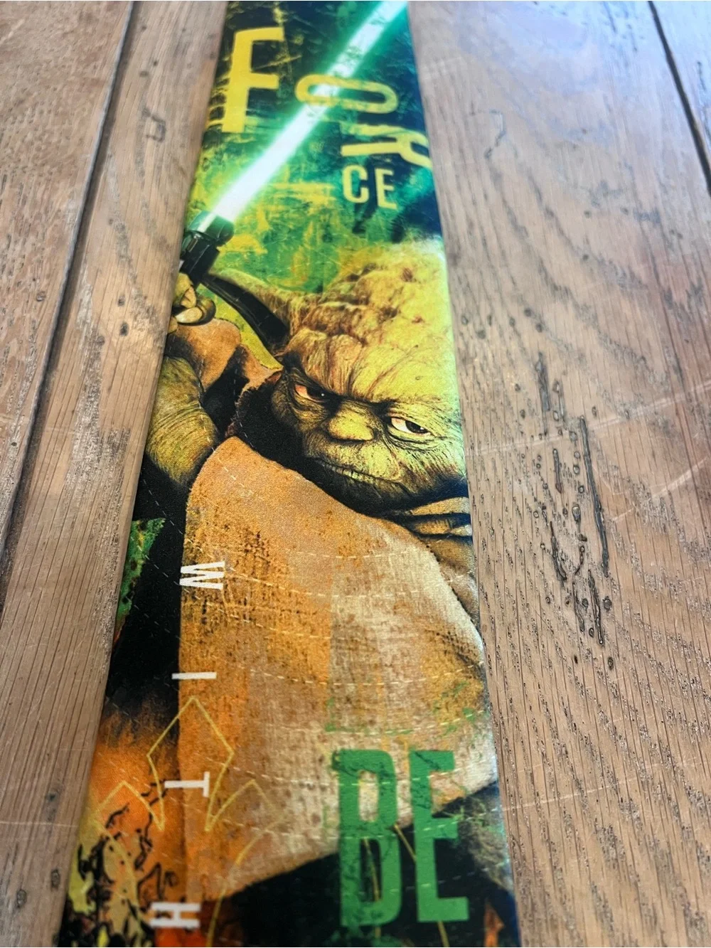 Star Wars Woven Polyester Pointed Tie Yoda Graphic Logo Accents Black